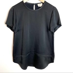 Kate Spade Black Satin Short Sleeve Round Neck Blouse Top/ size 4